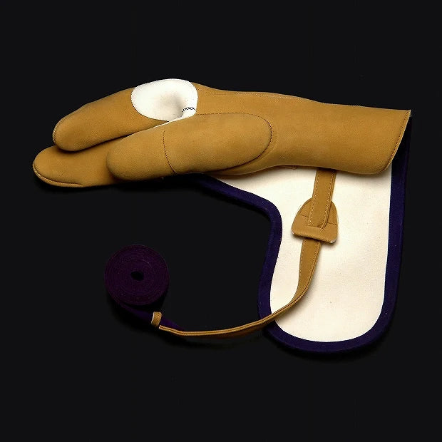 中唐 三分べり 三つ弽 茶 紫かけ紐（カスタムオーダー）