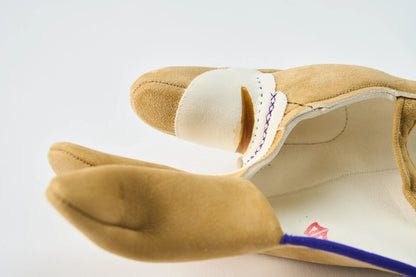 中唐 七分べり 三つ弽 茶 紫かけ紐（カスタムオーダー）