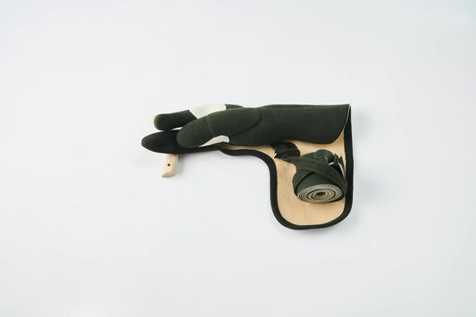 小唐 七分べり 三つ弽 濃緑 革製かけ紐