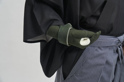 小唐 七分べり 三つ弽 濃緑 革製かけ紐（カスタムオーダー）