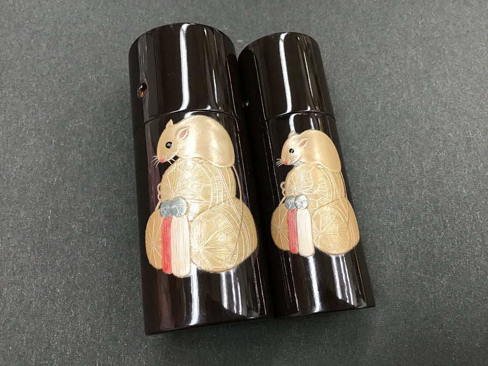 漆 ギリ粉入れ＆筆粉入れ セット